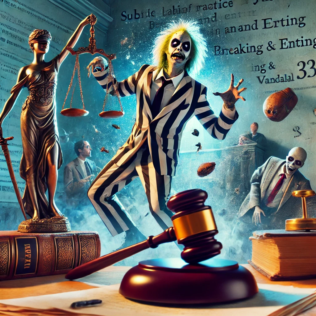 Beetlejuice crimes Washington law legal analysis ghost courtroom