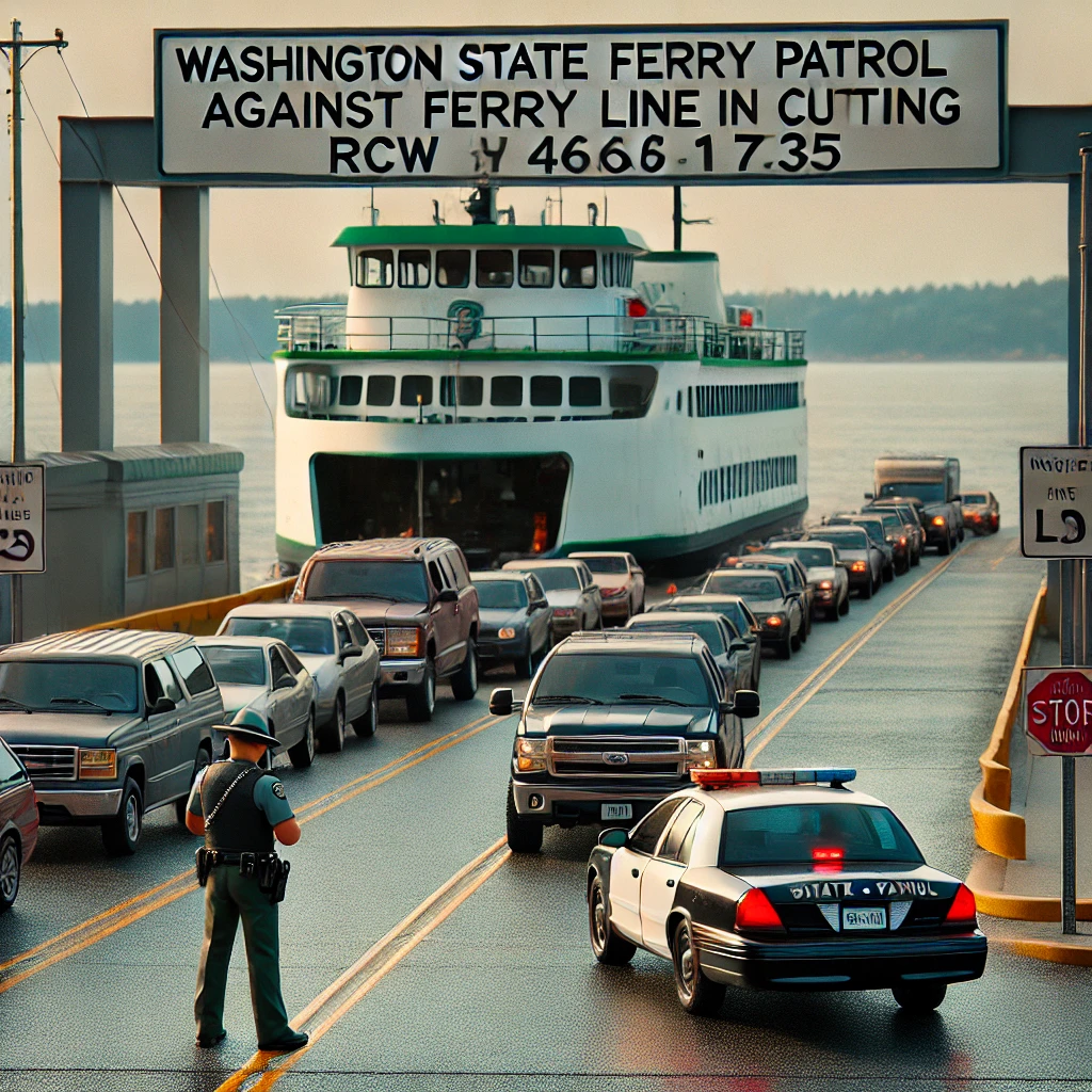 Washington ferry line cutting RCW 46.61.735 law terminal traffic rules