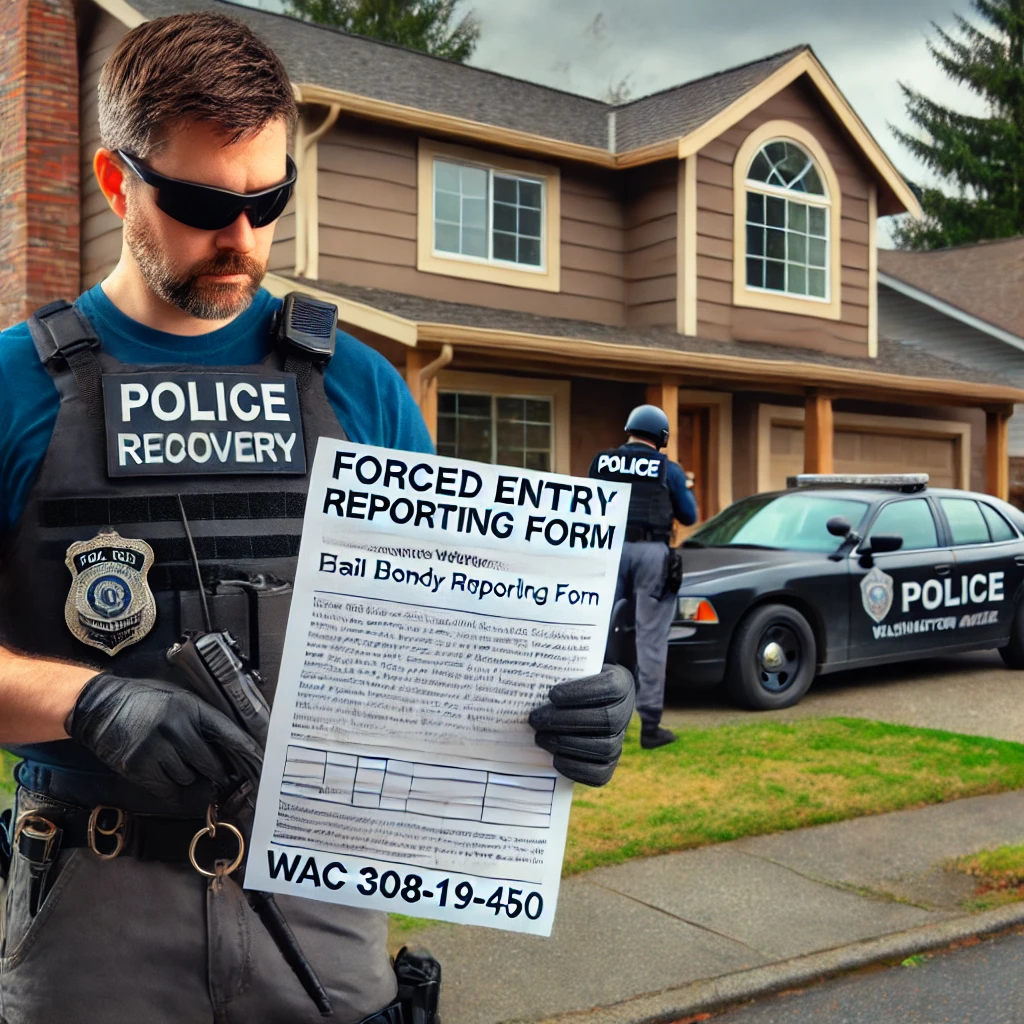 bail bond agent WAC 308-19-450 forced entry law in Washington