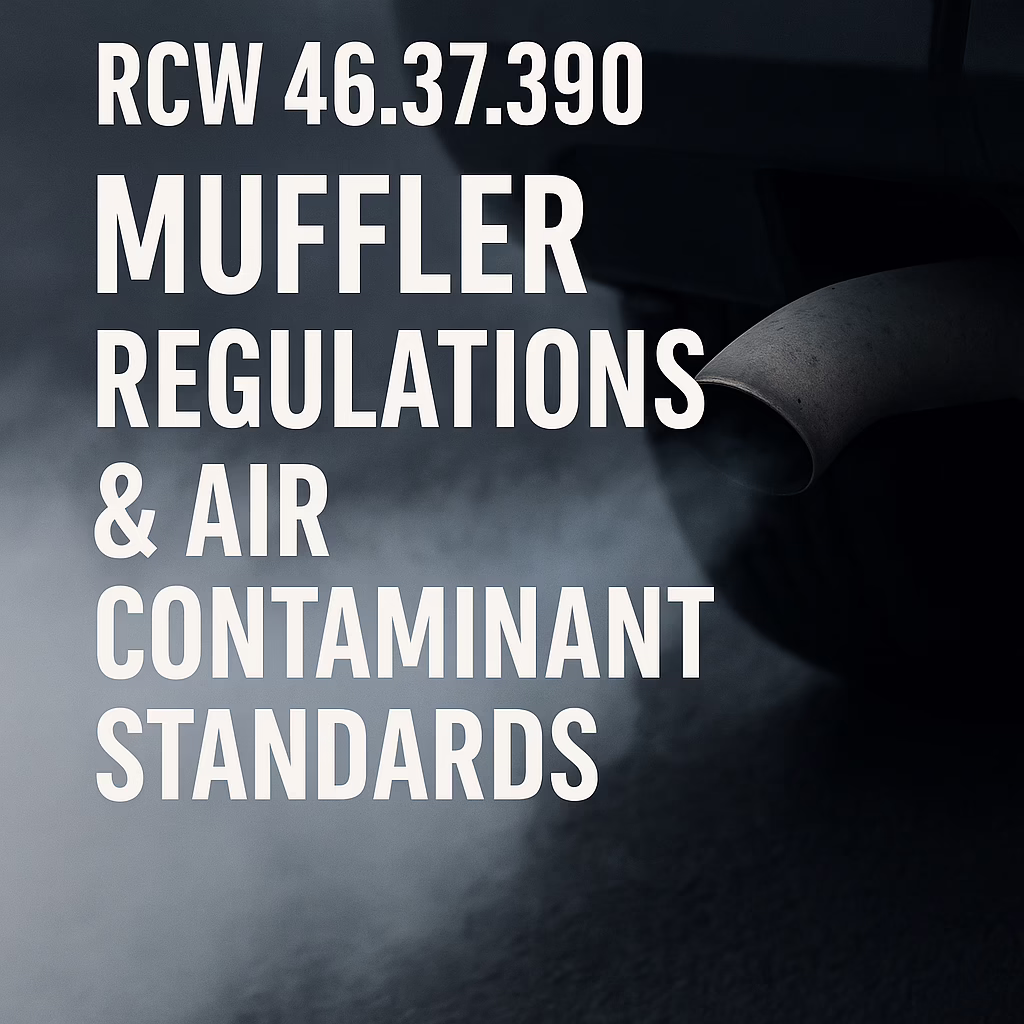 RCW 46.37.390 muffler law regulating noise and emissions in Washington